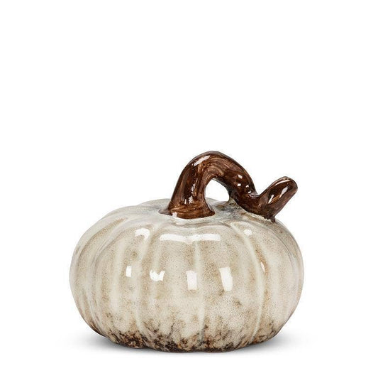 Ivory Mini Glazed Ceramic Pumpkin