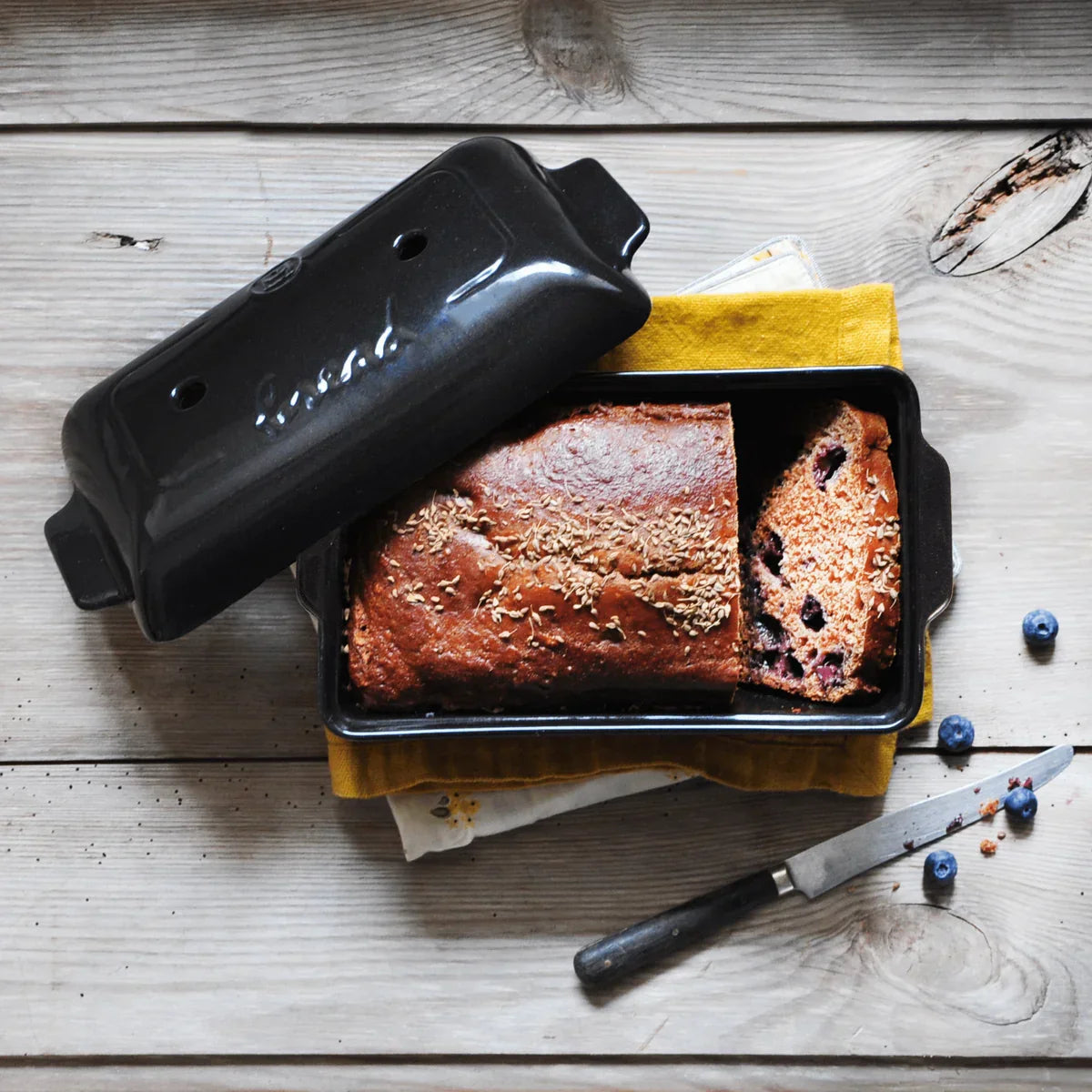 Emile Henry Rectangle Bread Baker Charcoal