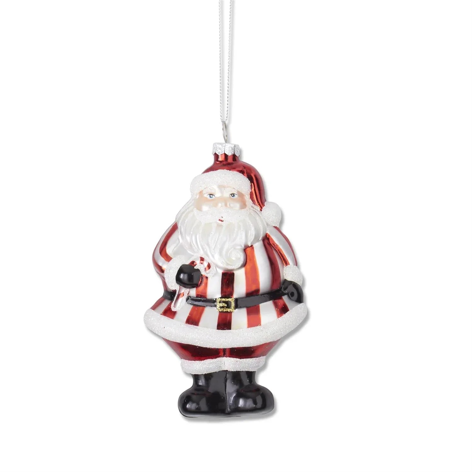 5" Red & White Glittered Blown Glass Santa Ornament (2 Styles) - Marcel’s Culinary Experience