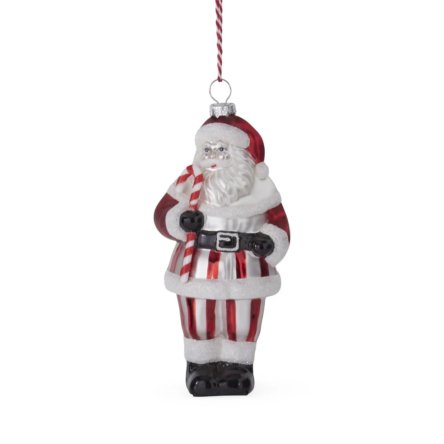 5" Red & White Glittered Blown Glass Santa Ornament (2 Styles) - Marcel’s Culinary Experience