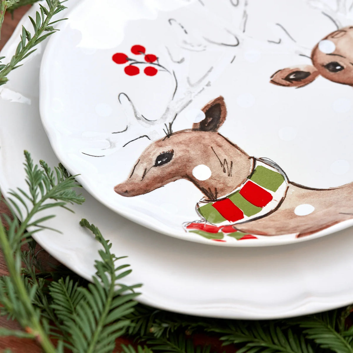 Costa Nova Deer Friends Set Of 4 Salad/Dessert Plates