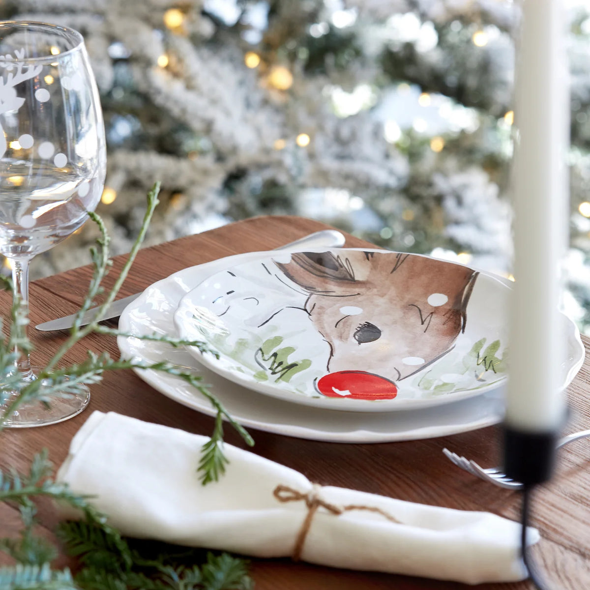 Costa Nova Deer Friends Set Of 4 Salad/Dessert Plates