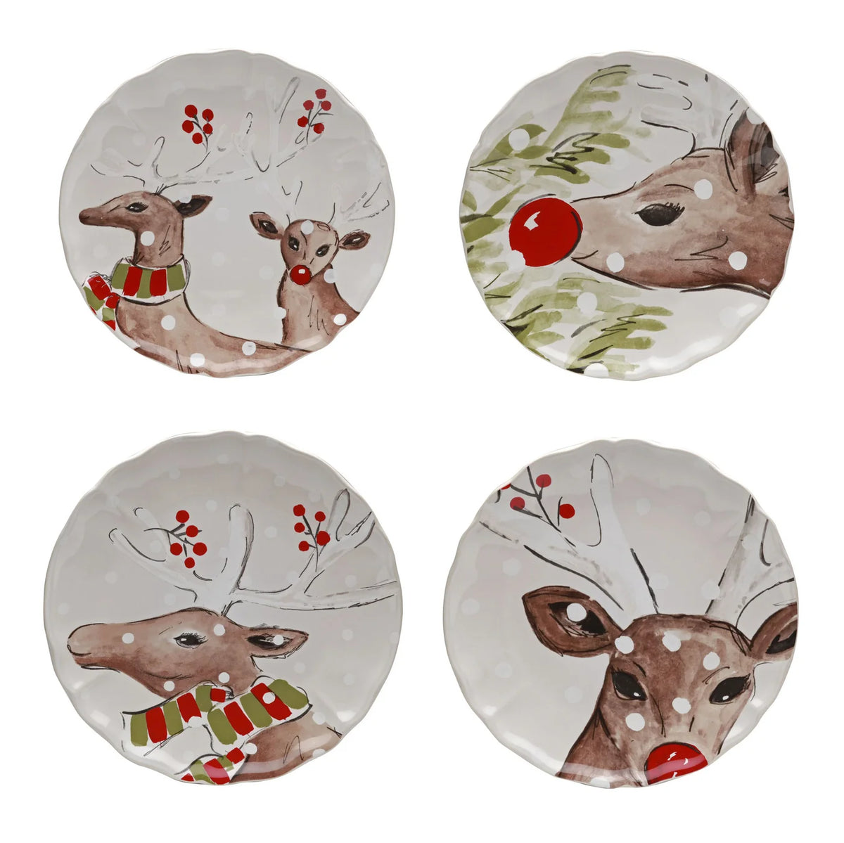 Costa Nova Deer Friends Set Of 4 Salad/Dessert Plates