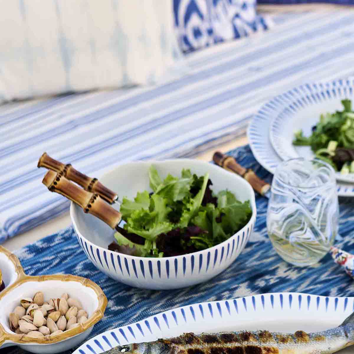 Juliska Sitio Stripe Coupe Bowl, Delft Blue