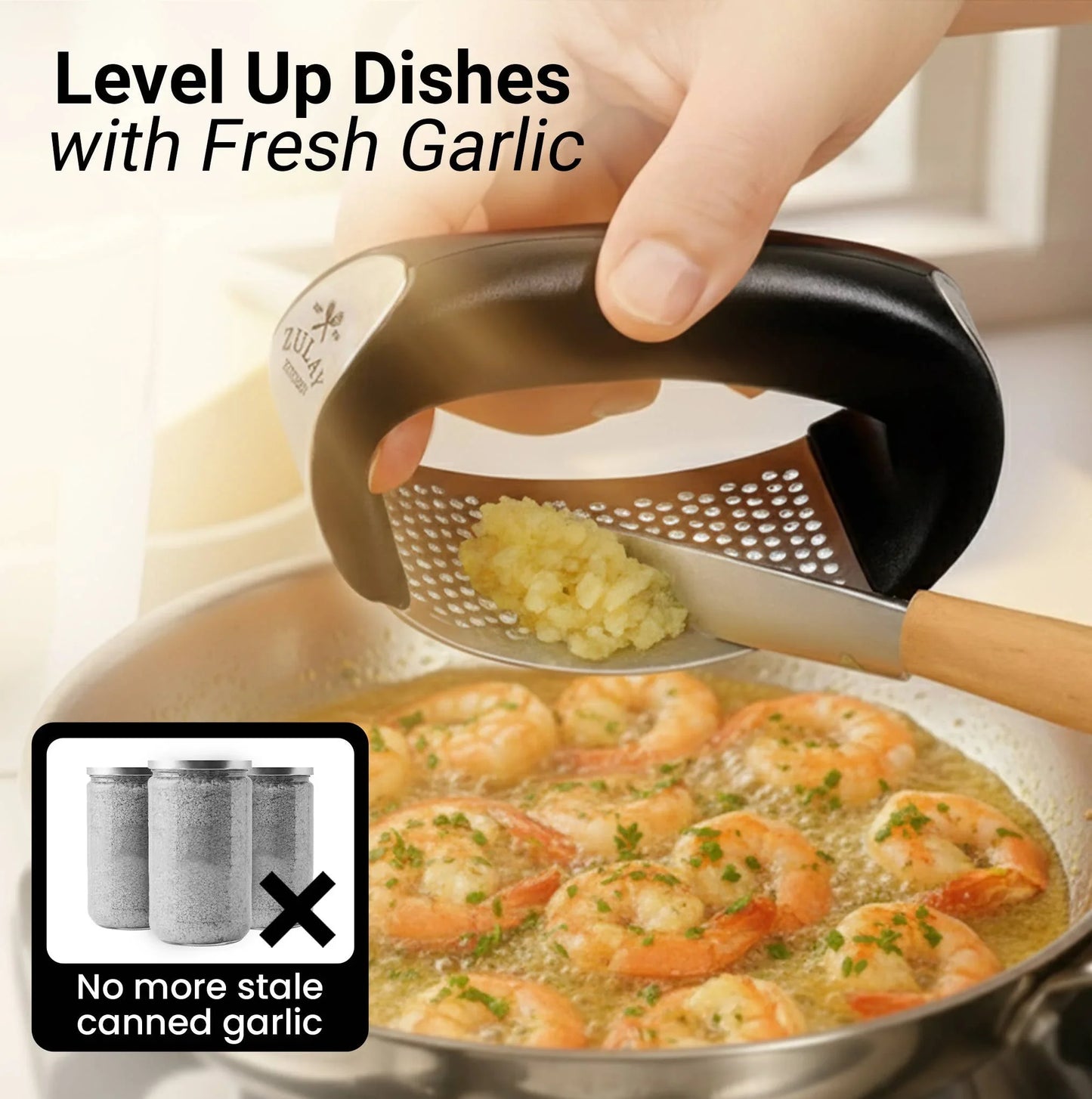 Garlic Press Rocker With Silicone Peeler & Scraper Set