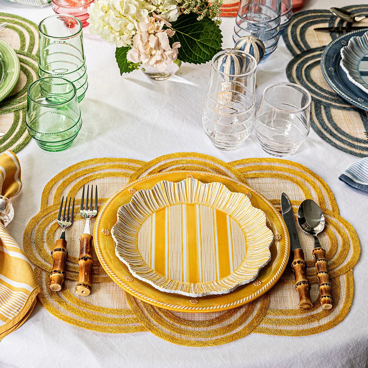 Juliska Cabana Stripe Melamine Dinner Plate Set/4 - Sunshine