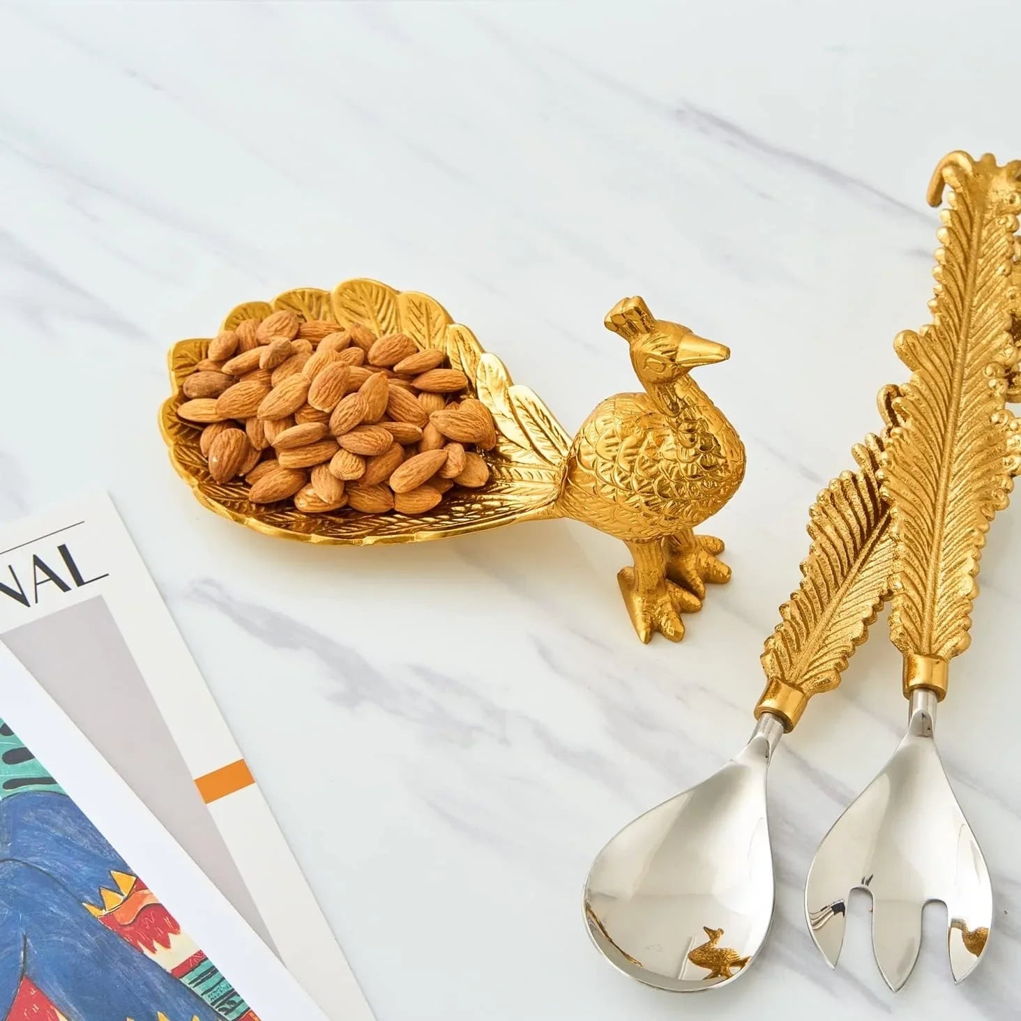 Gold Peacock Candy/Nut Dish - Marcel’s Culinary Experience