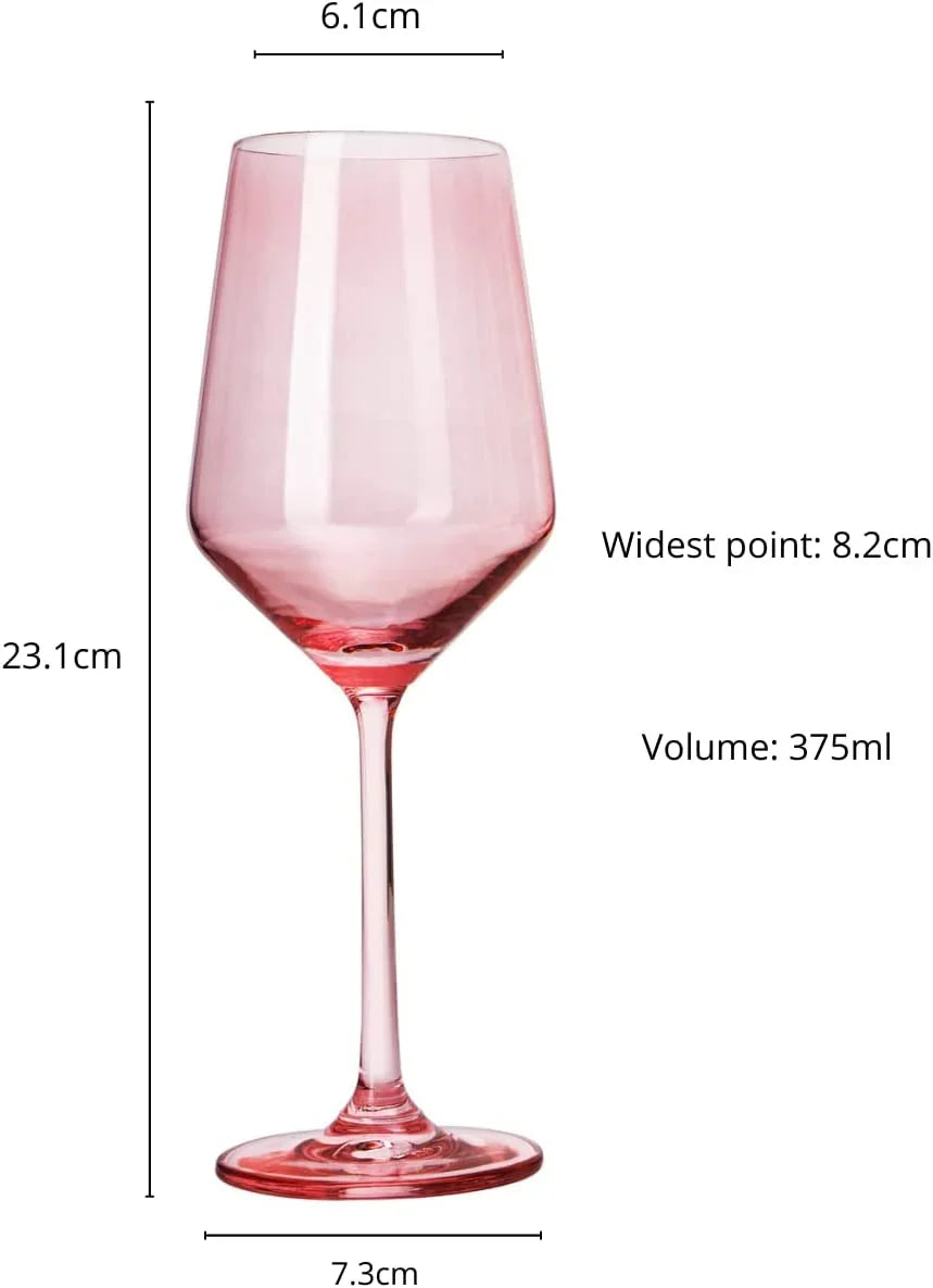 Rose Pink Wine Glass - Hand-Blown Italian Style 12 oz