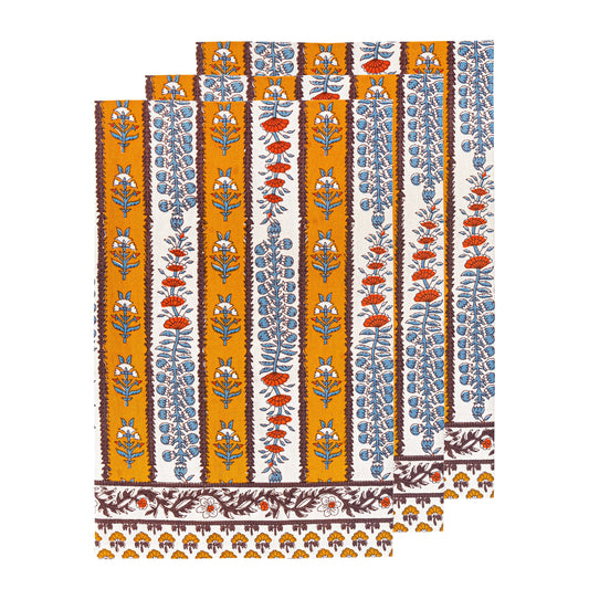 Couleur Nature Avignon Dijon & Blue Tea Towels - Hand-Printed Kitchen Towels
