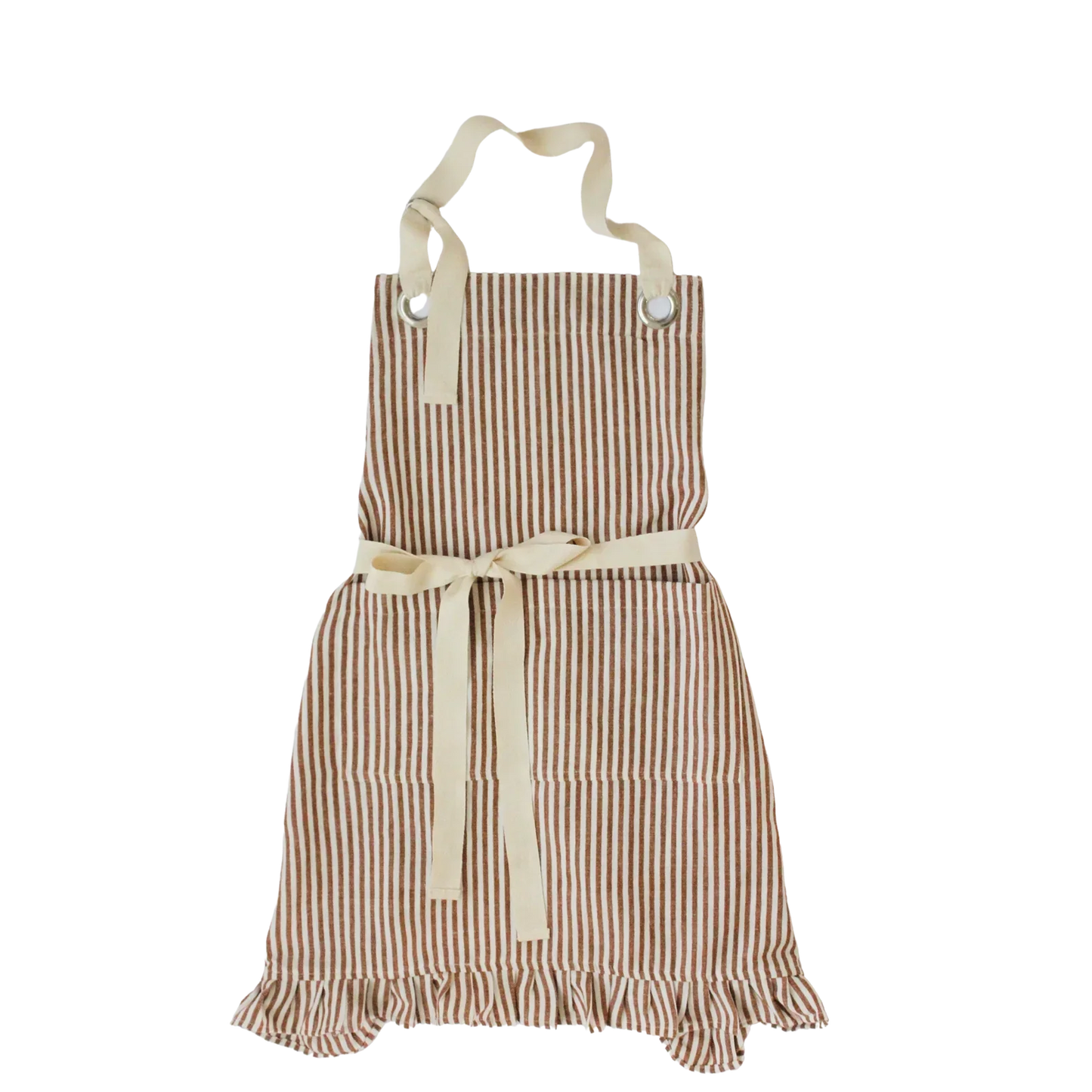 Ruffle Pin Stripe Apron - Rust - Marcel’s Culinary Experience