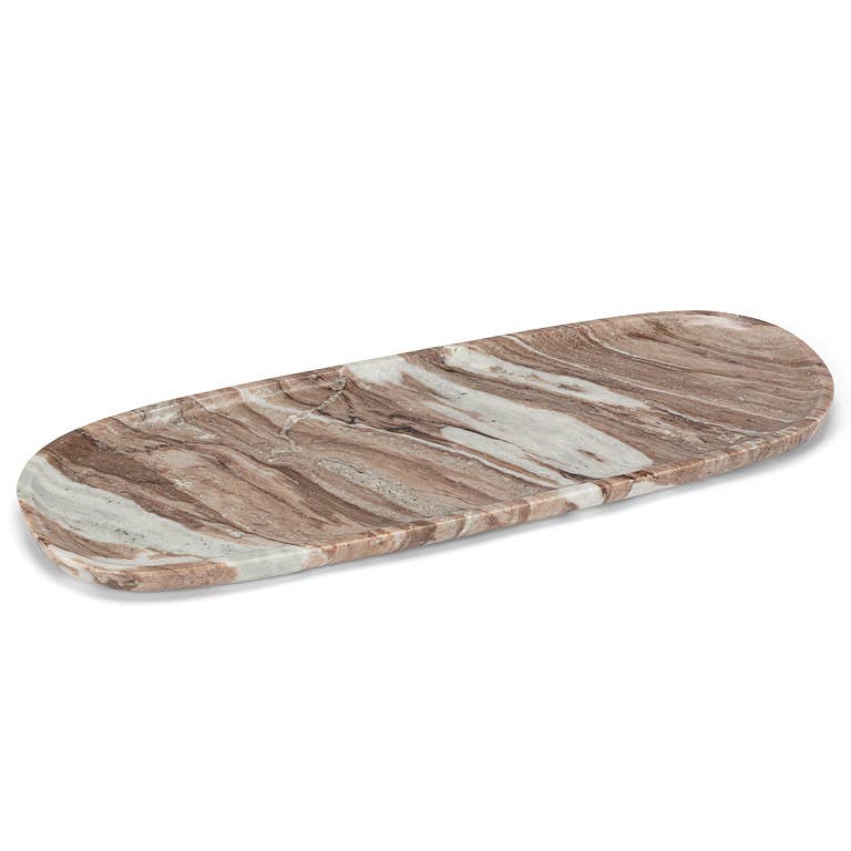 Large Brown Marble Oblong Serving Tray