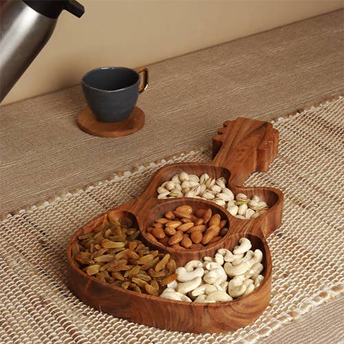 Rustic Wooden Guitar Serving Tray