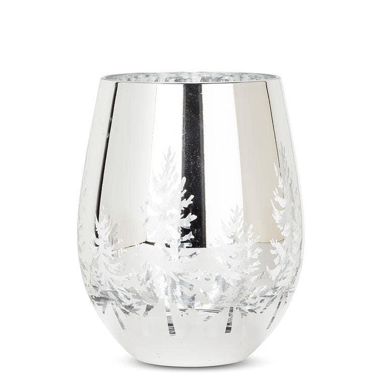 Winter Trees Stemless Wine Glass - Silver - 4.5"H(18oz) - Marcel’s Culinary Experience
