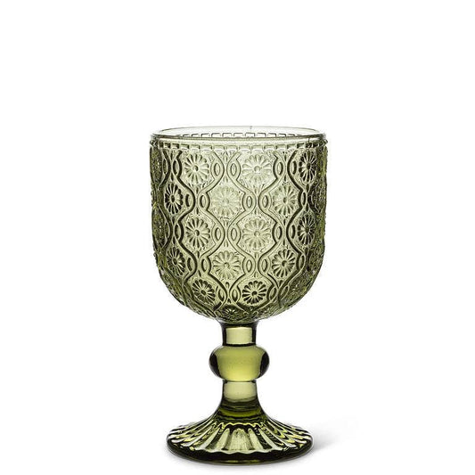 Olive Daisy Embossed White Wine Glass | 10 oz