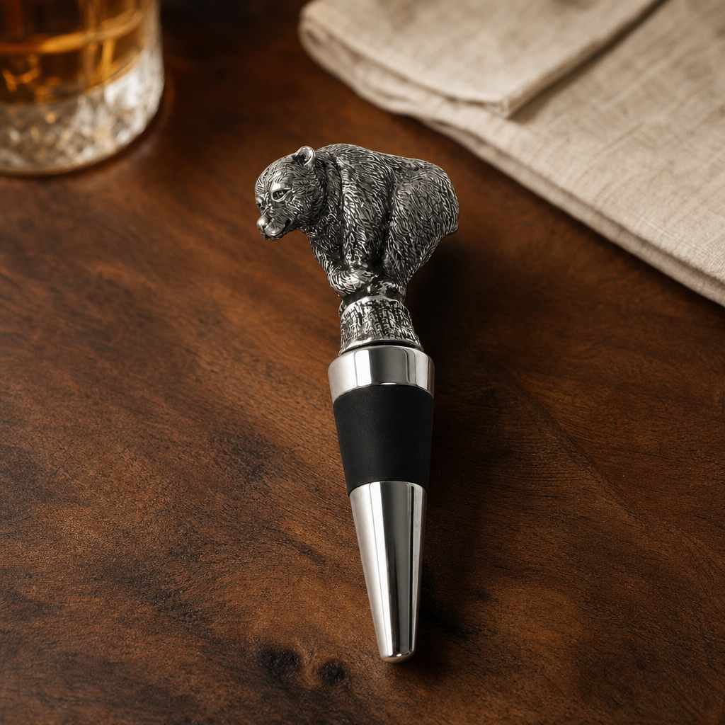 Pewter Bear Bottle Stopper | 4.5 Inch