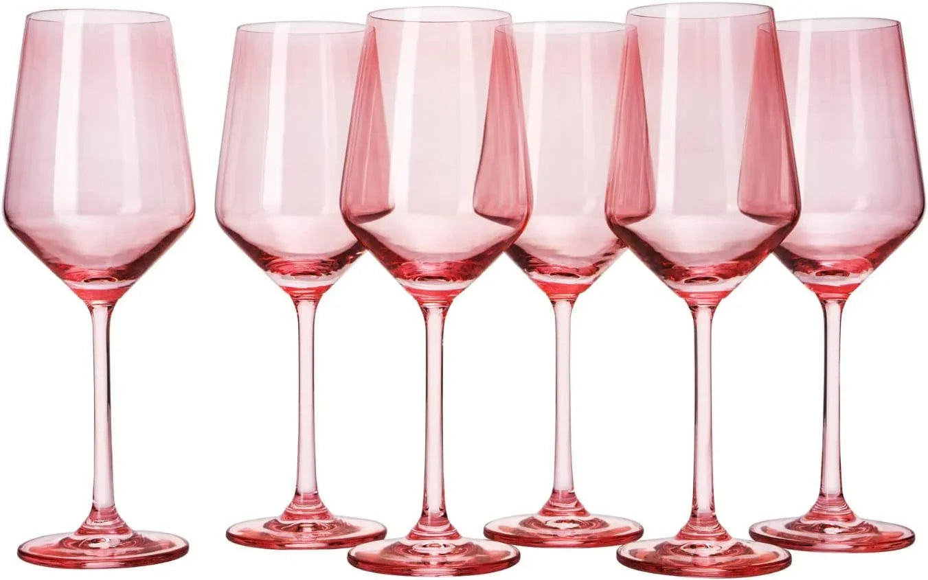 Rose Pink Wine Glass - Hand-Blown Italian Style 12 oz