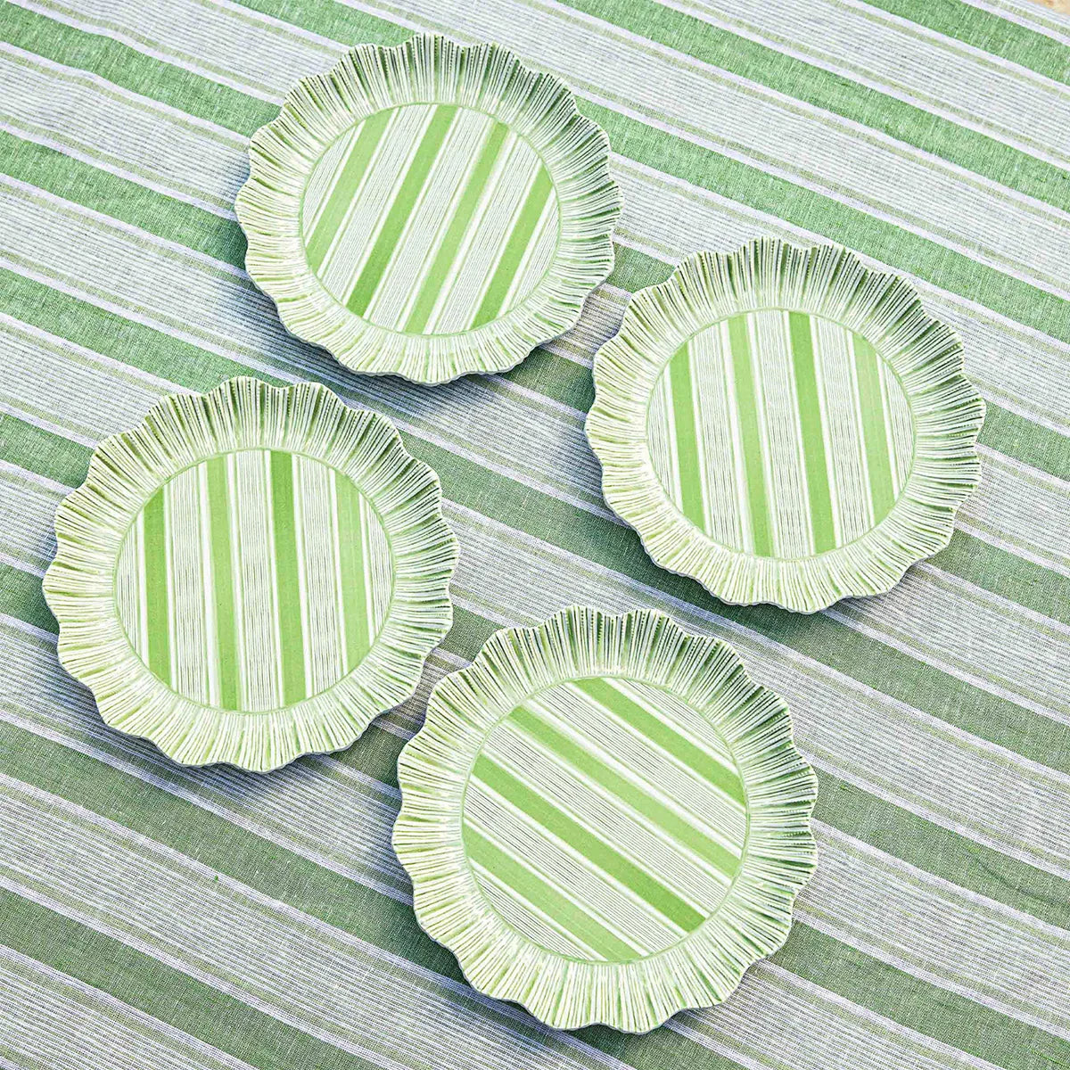Juliska Cabana Stripe Melamine Dinner Plate Set/4 - Seagrass