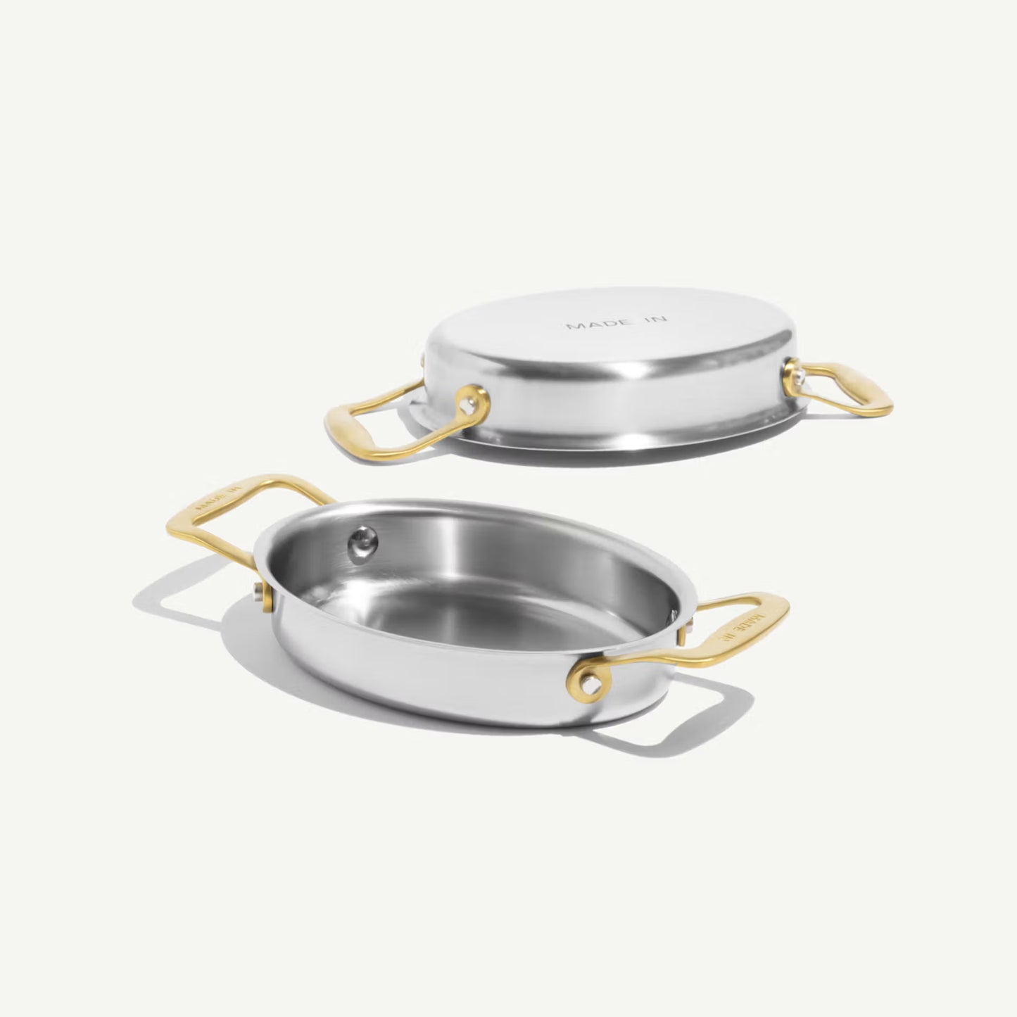 Made In Stainless Steel Gratin Dish with Brass Handles