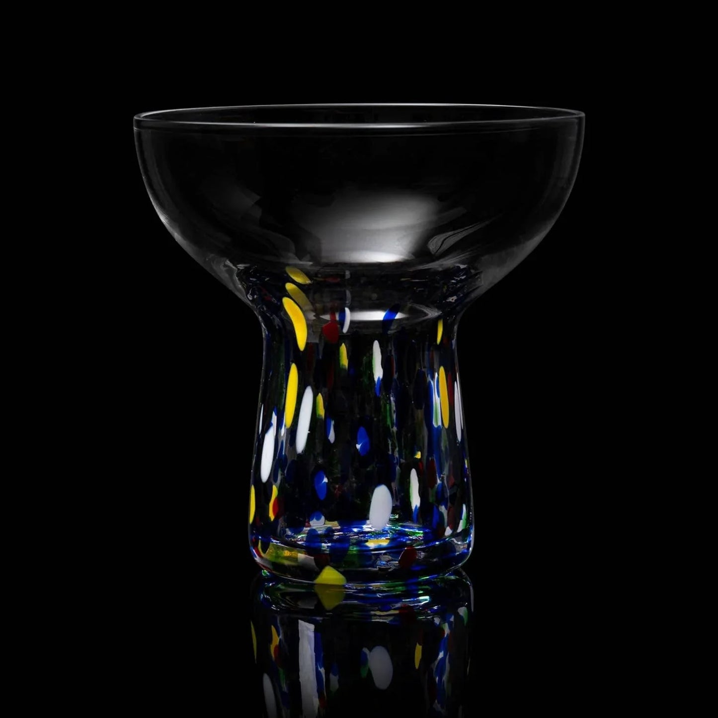 Hand-Blown Confetti Margarita Glasses - Stemless Set of 2, 14 oz