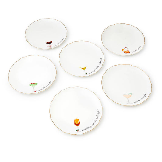 Holiday Cheers Set of 6 Appetizer Plates
