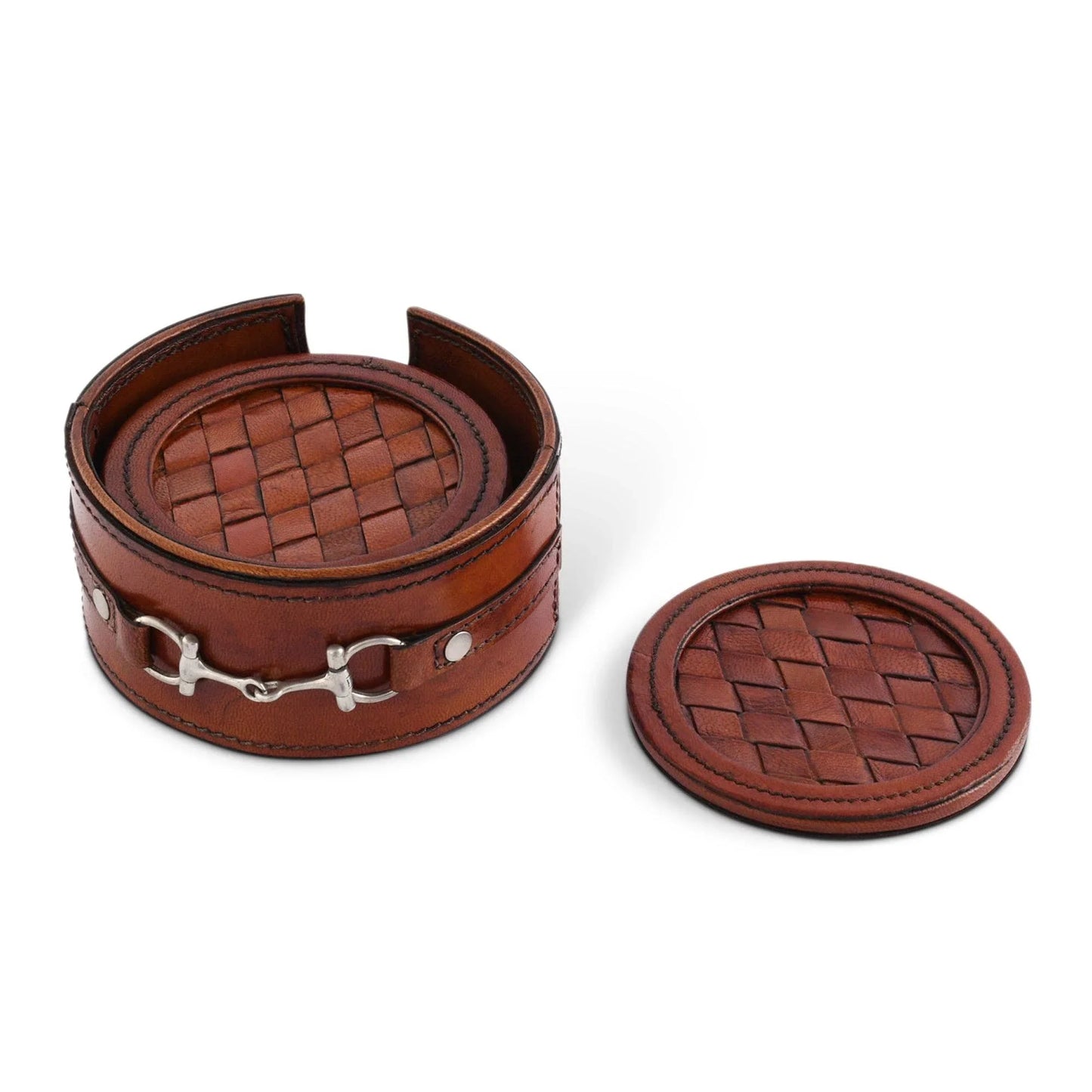 Vagabond House Premium Genuine Leather Coaster Set Bit - Set of 6 - Marcel’s Culinary Experience
