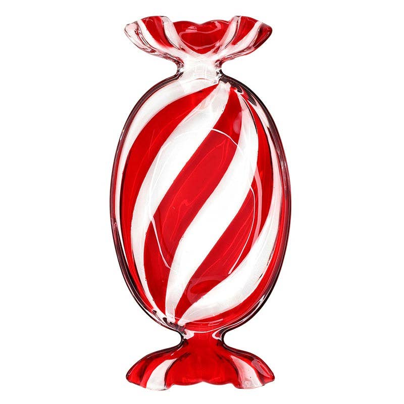 Peppermint Twist Glass Candy Tray - Small