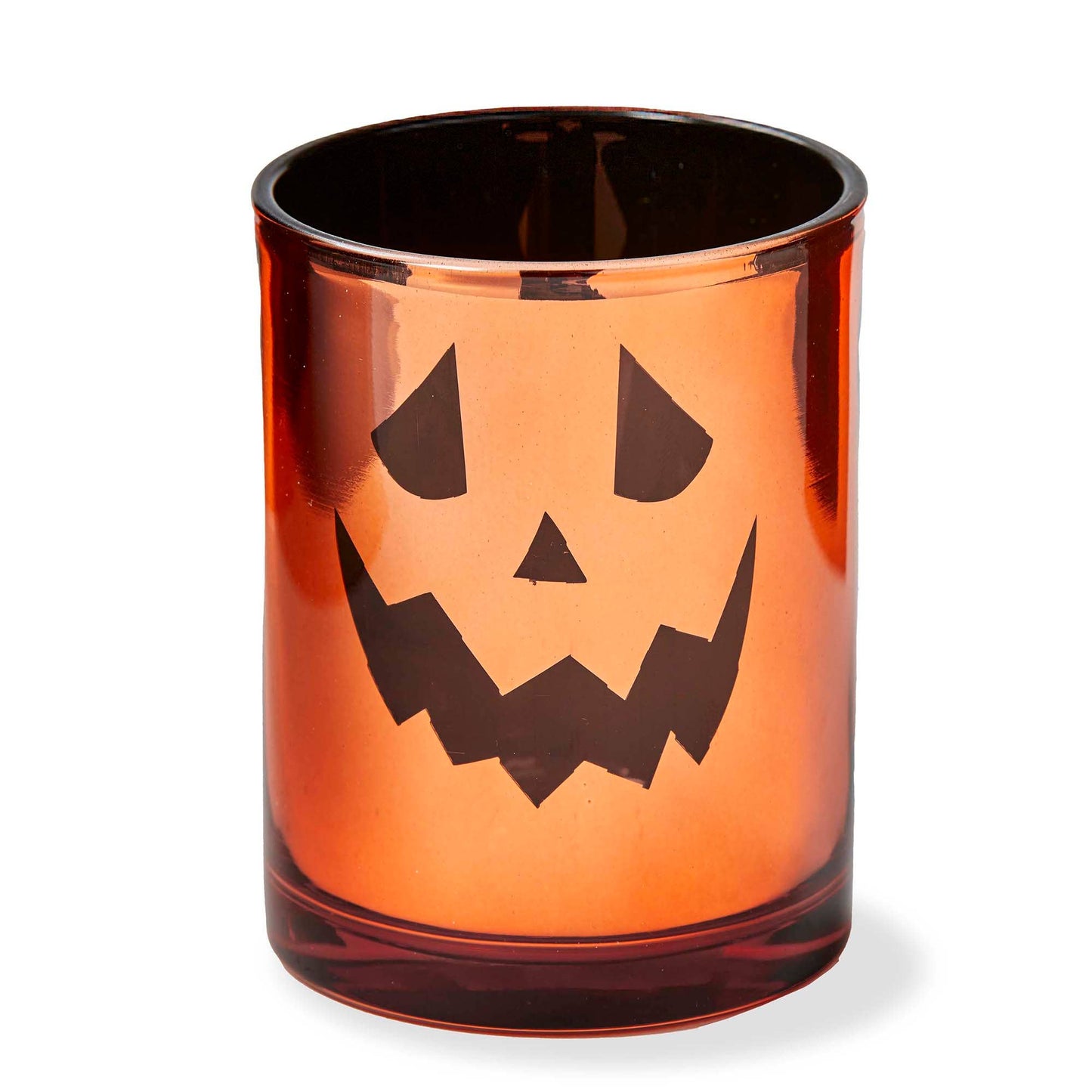 Jack Lantern Mercury Tealight Holder Orange Glass Halloween
