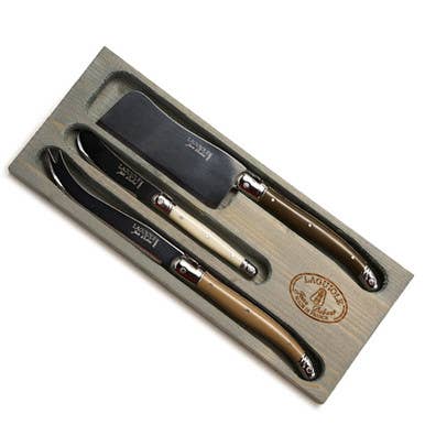 Jean Dubost 3-Piece Cheese Set with Linen Handles