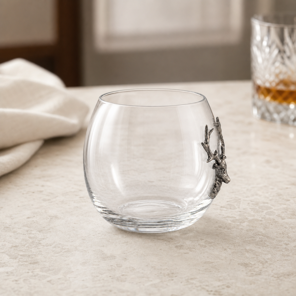 Crystal Elk Stemless Wine Glass