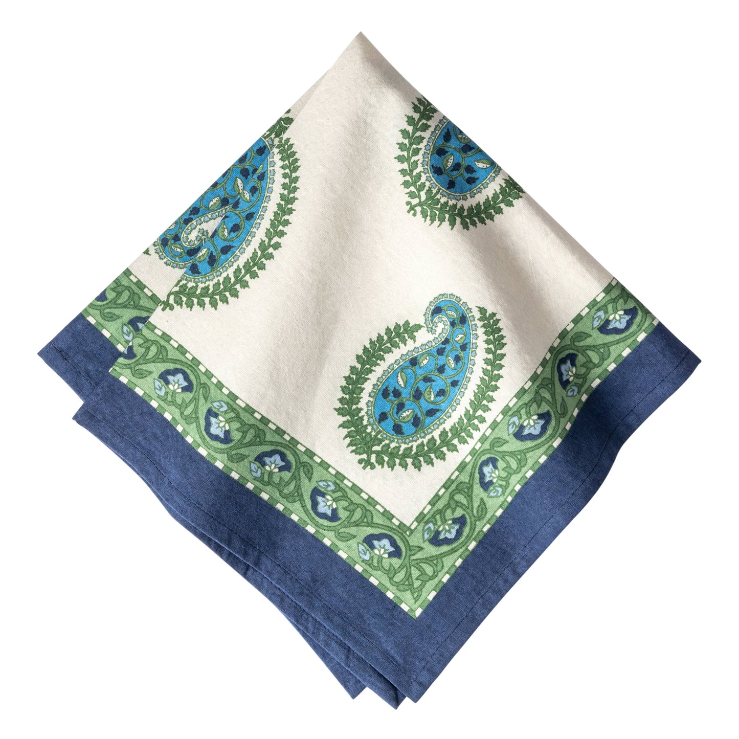 Couleur Nature Cassis Blue & Green Dinner Napkins - Hand-Printed Cloth Napkins Set of 6