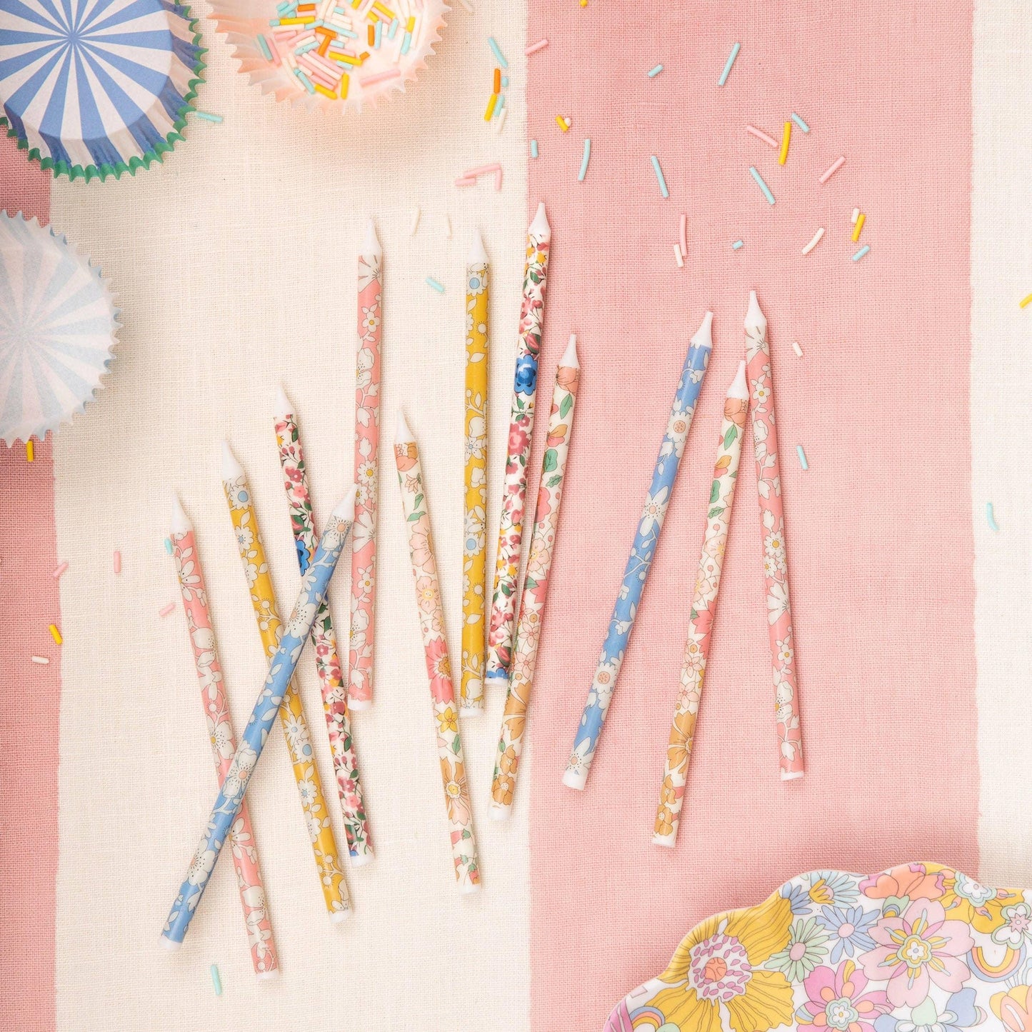 Meri Meri x Liberty Mixed Print Party Candles - Marcel’s Culinary Experience