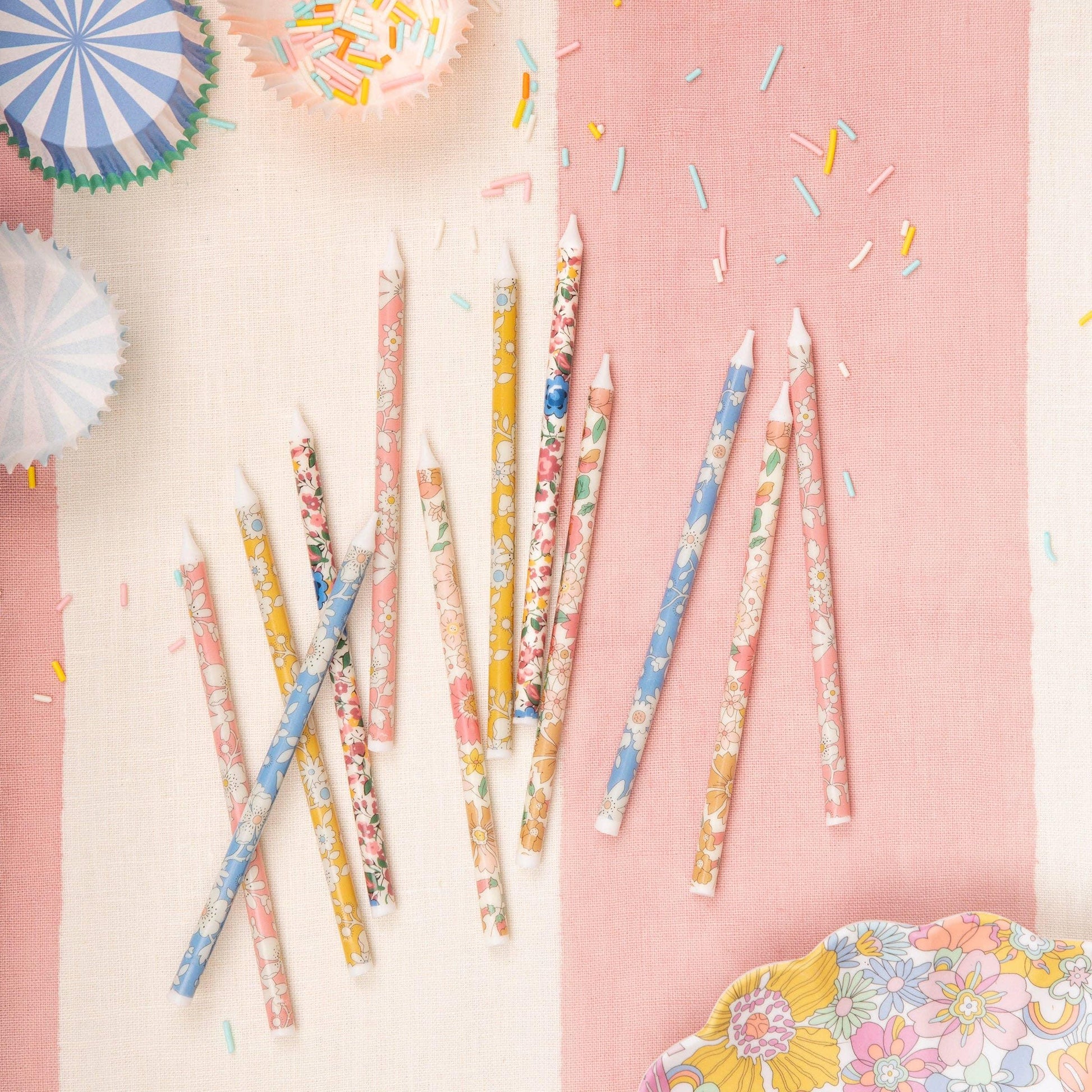 Meri Meri x Liberty Mixed Print Party Candles - Marcel’s Culinary Experience