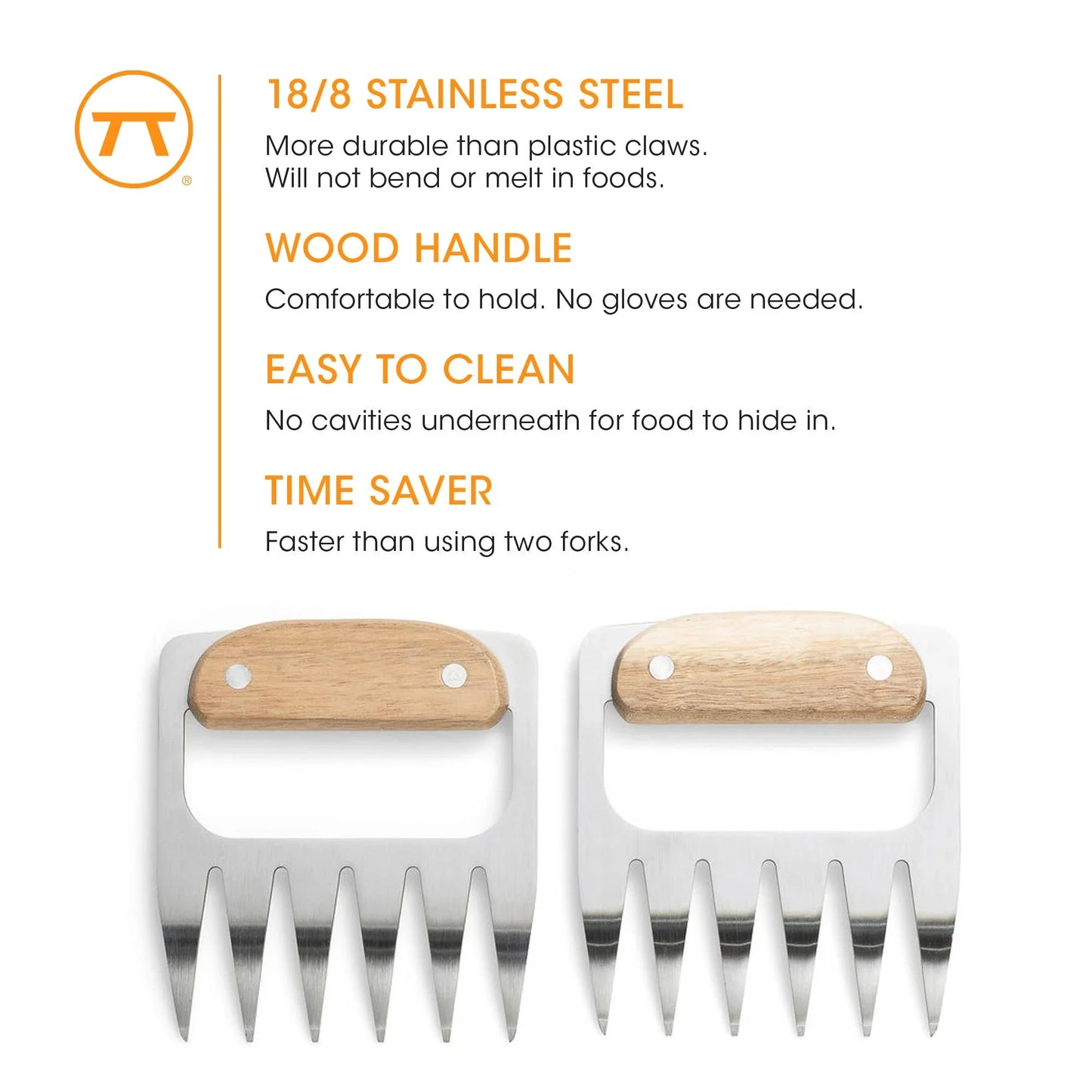 Stainless Steel Meat Shredding Bear Claws,4.4" x 4.2" - Marcel’s Culinary Experience