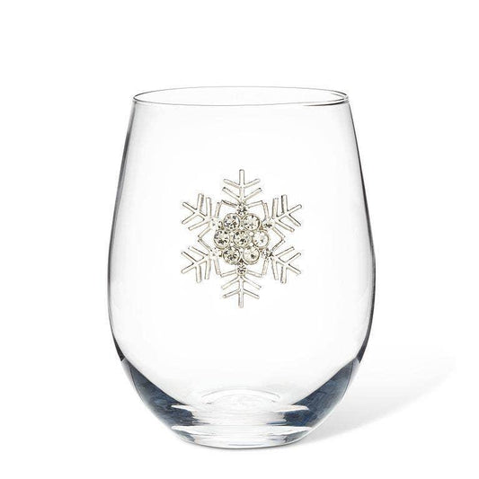 Stemless Wine Glass with Jewel Snowflake-4.5"H(18oz) - Marcel’s Culinary Experience