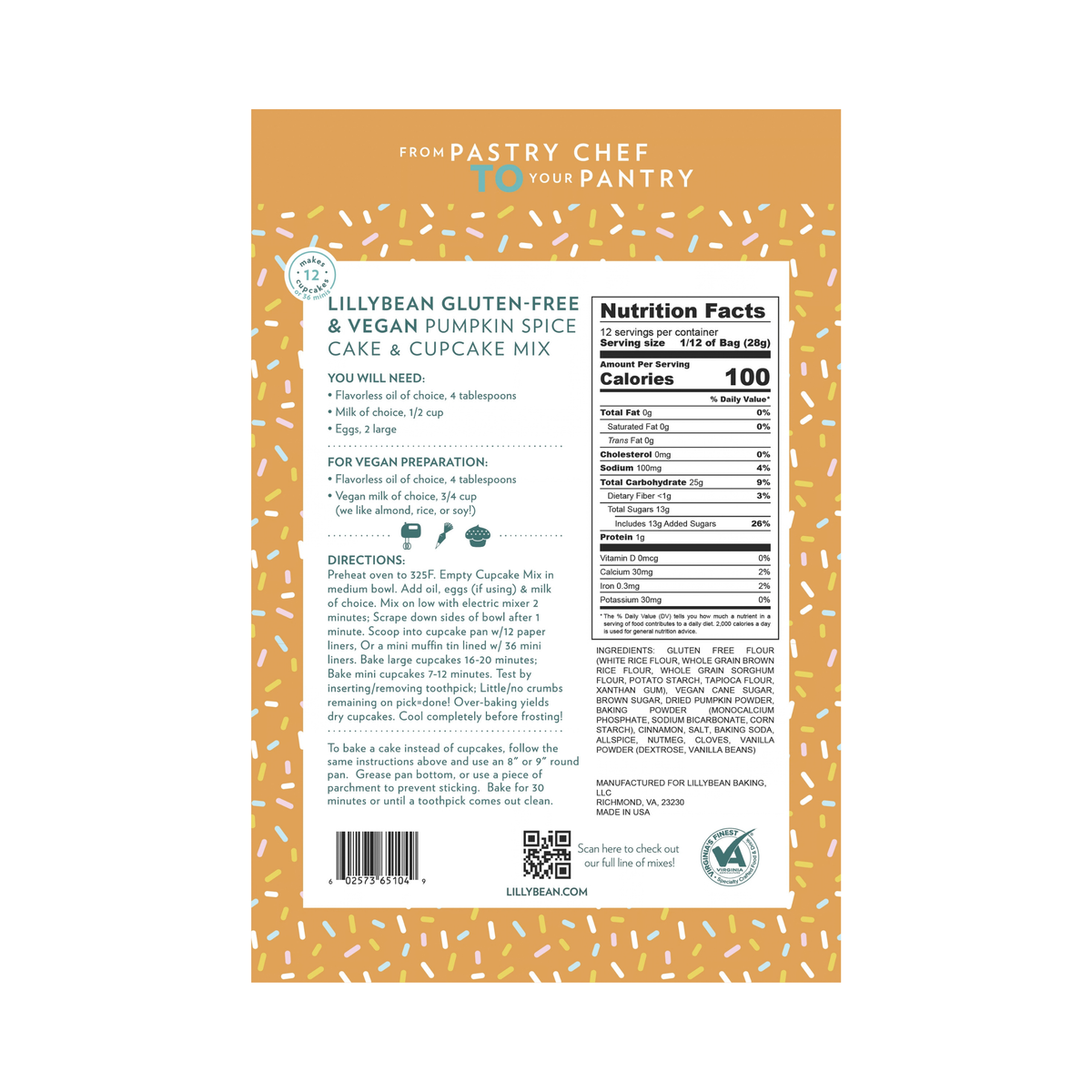 LillyBean Pumpkin Spice Cake & Cupcake Mix