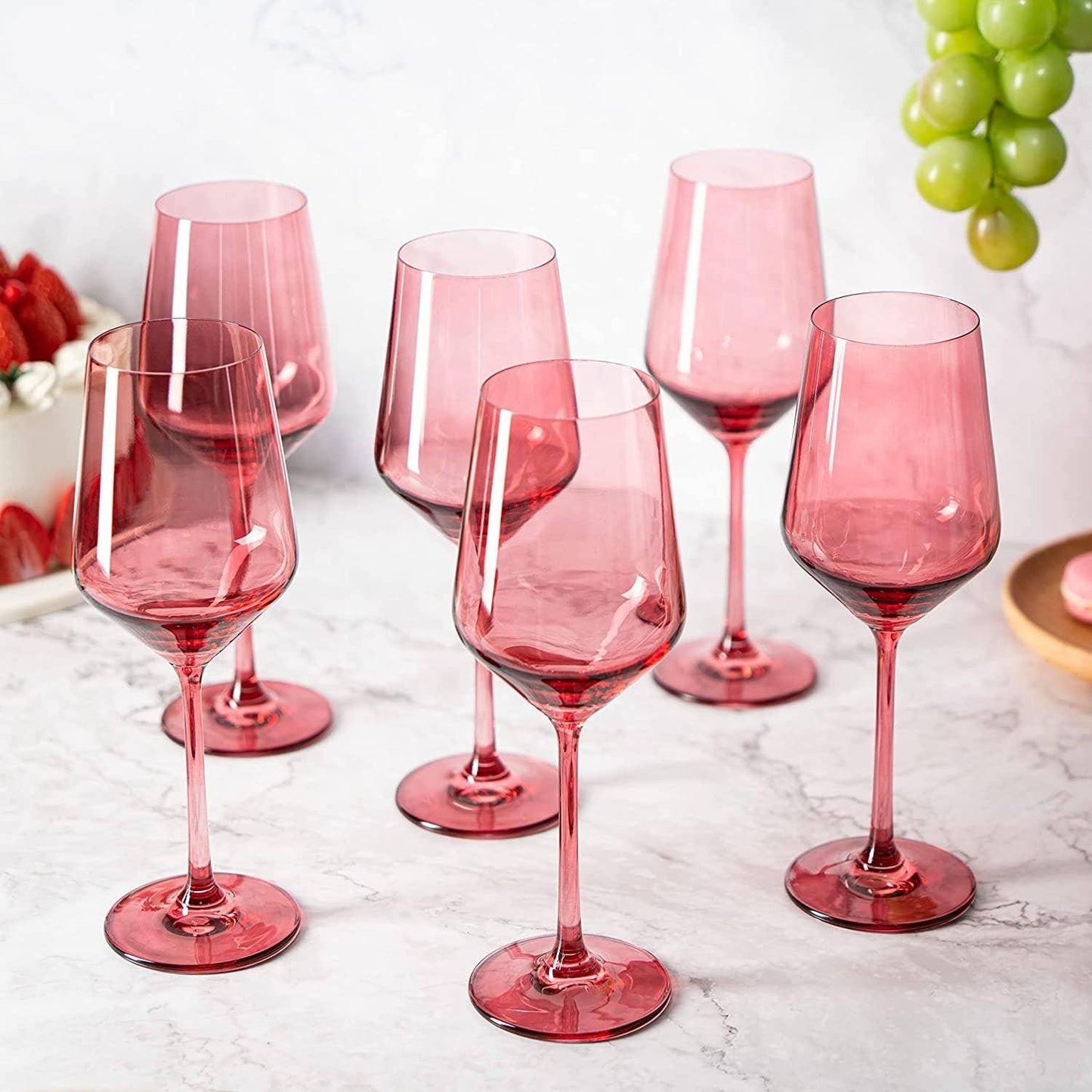 Rose Pink Wine Glass - Hand-Blown Italian Style 12 oz