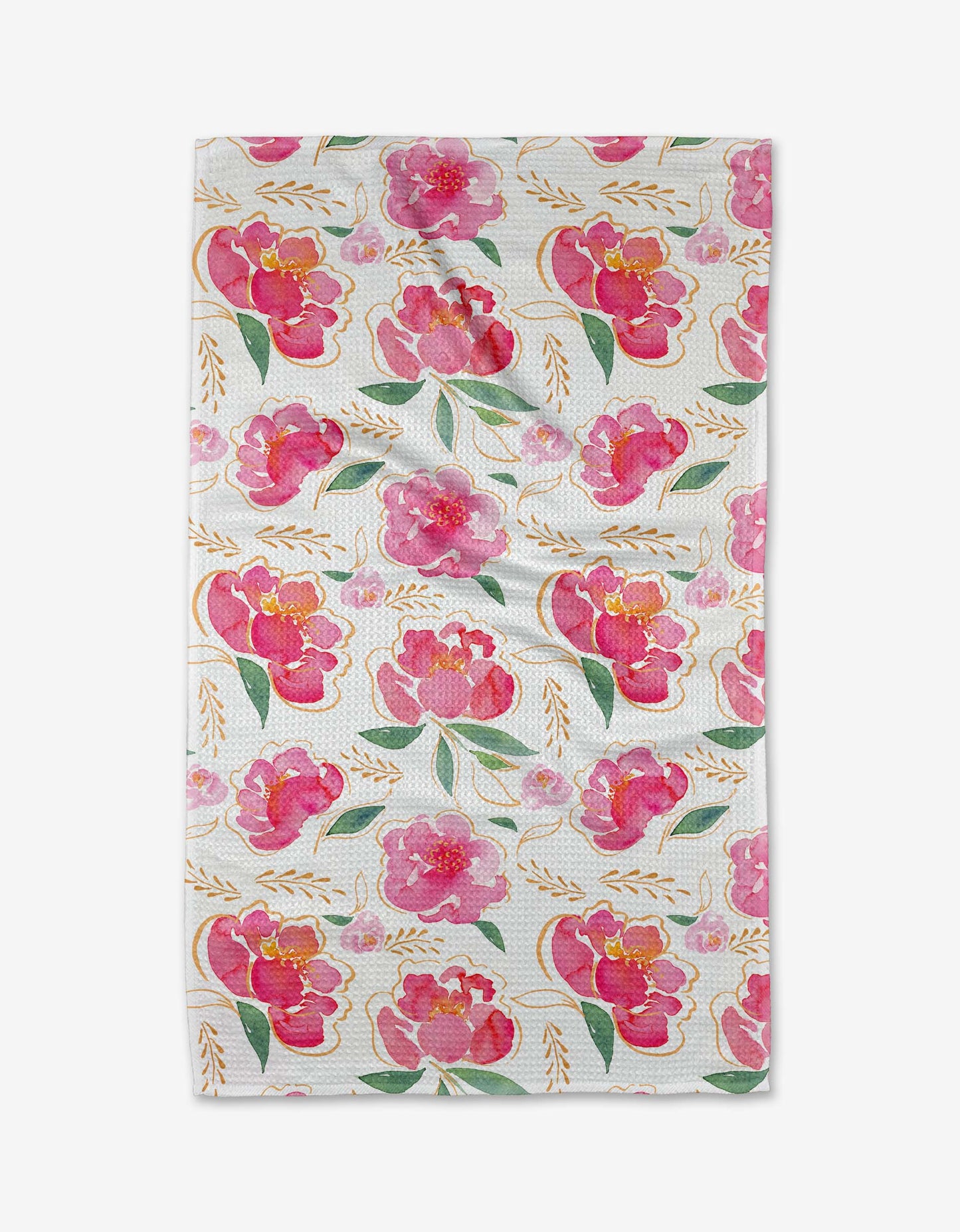 Geometry Pink Peony Tea Towel