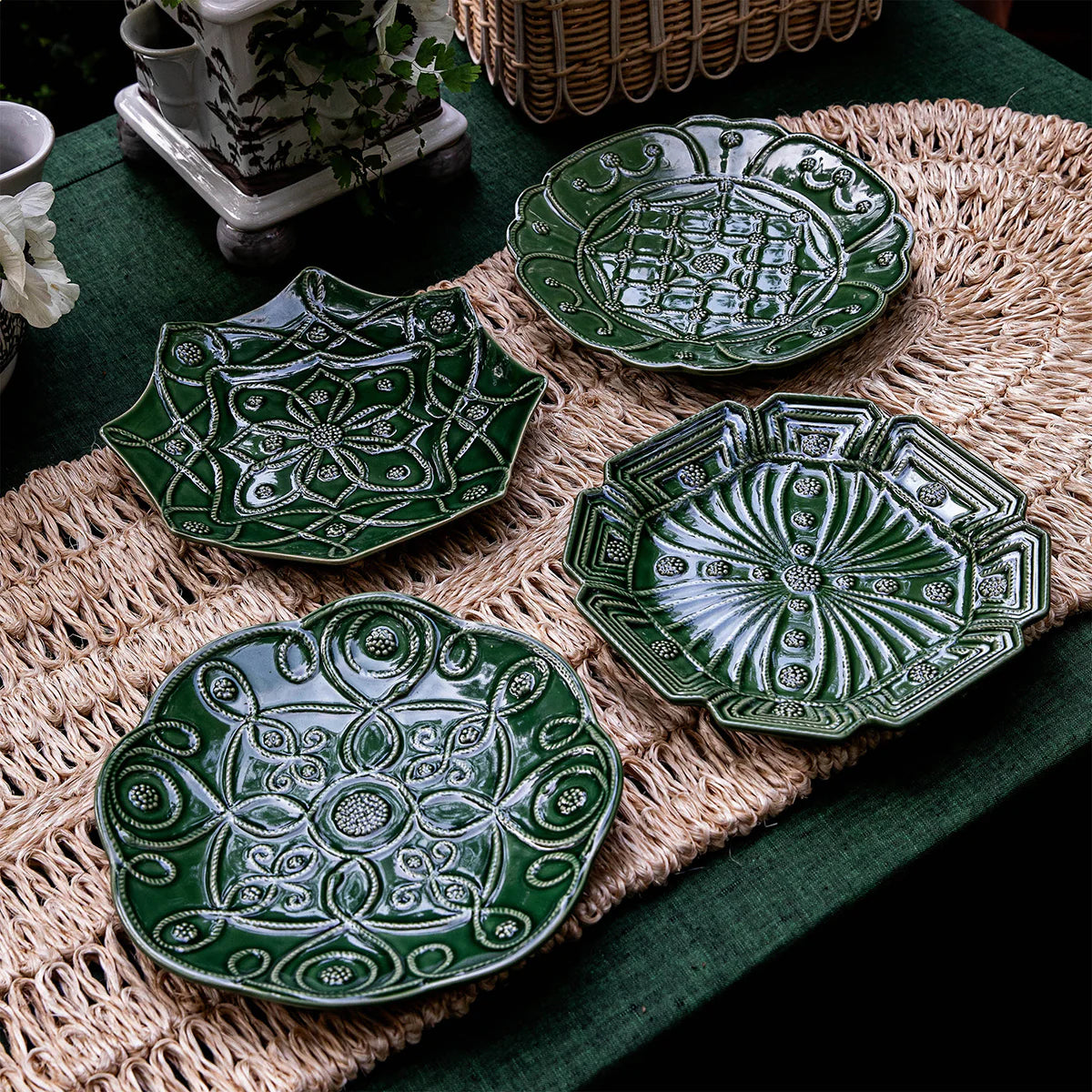 Juliska Jardins Du Monde Dessert/Salad Plate Assorted Set of 4 - Basil