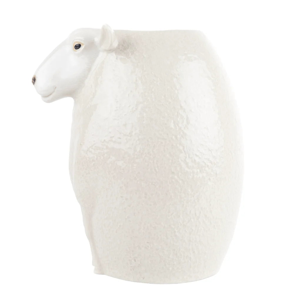 Quail Ceramics White Suffolk Sheep Flower Vase