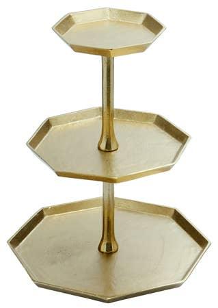 Gilded Octagon Stand, 2-Tier - Marcel’s Culinary Experience