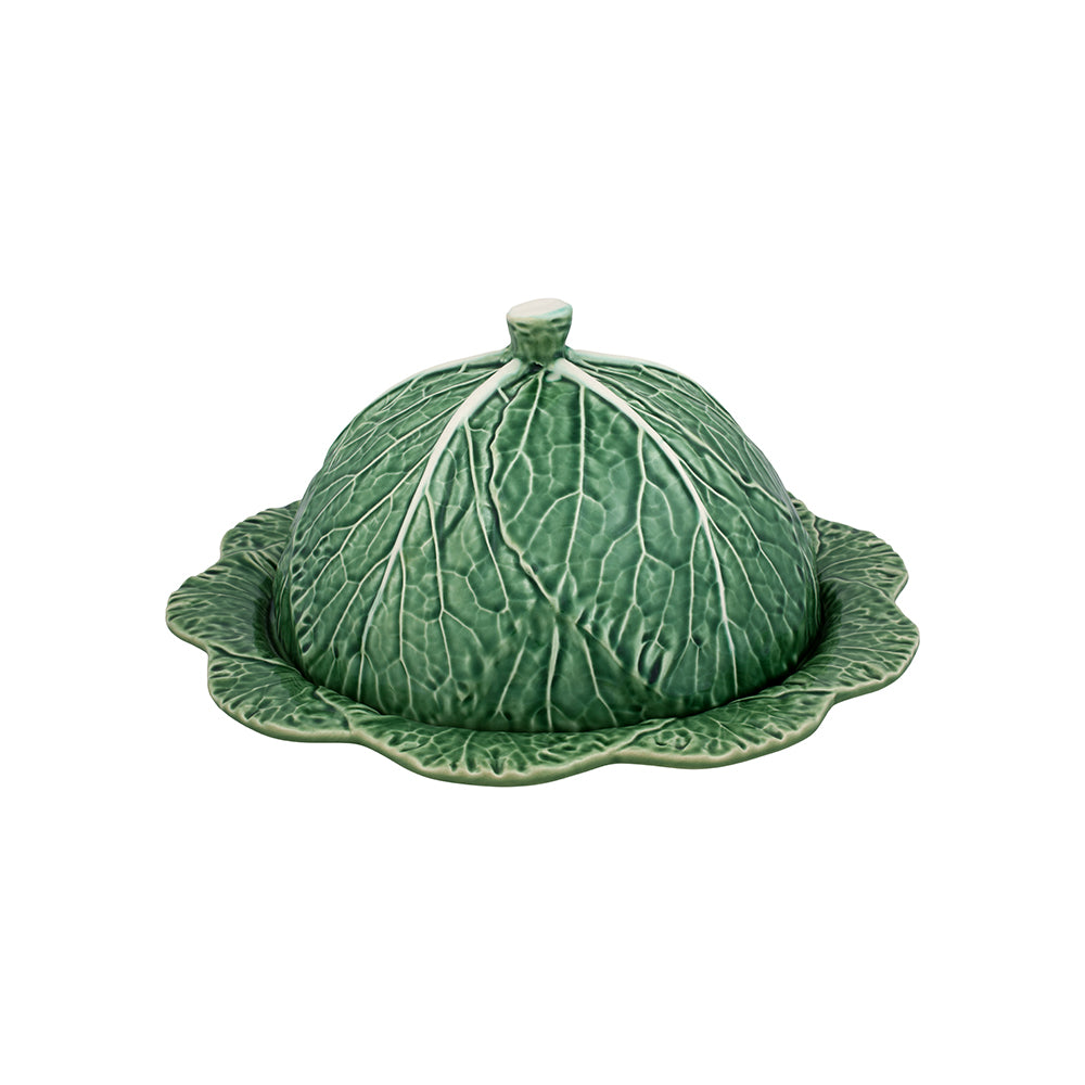 Bordallo Pinheiro Cabbage Cheese Tray with Lid - Portuguese Earthenware