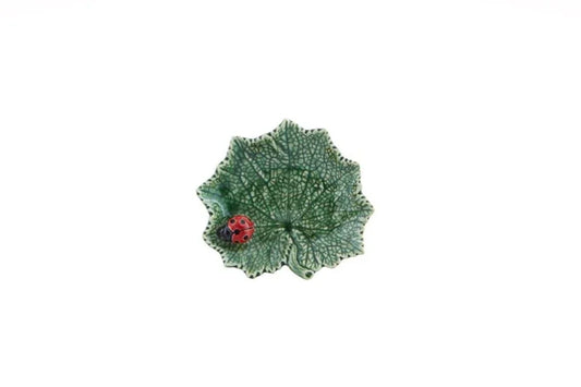 Bordallo Pinheiro Countryside Leaves Leaf Ragwort with Ladybug - 5" - Marcel’s Culinary Experience