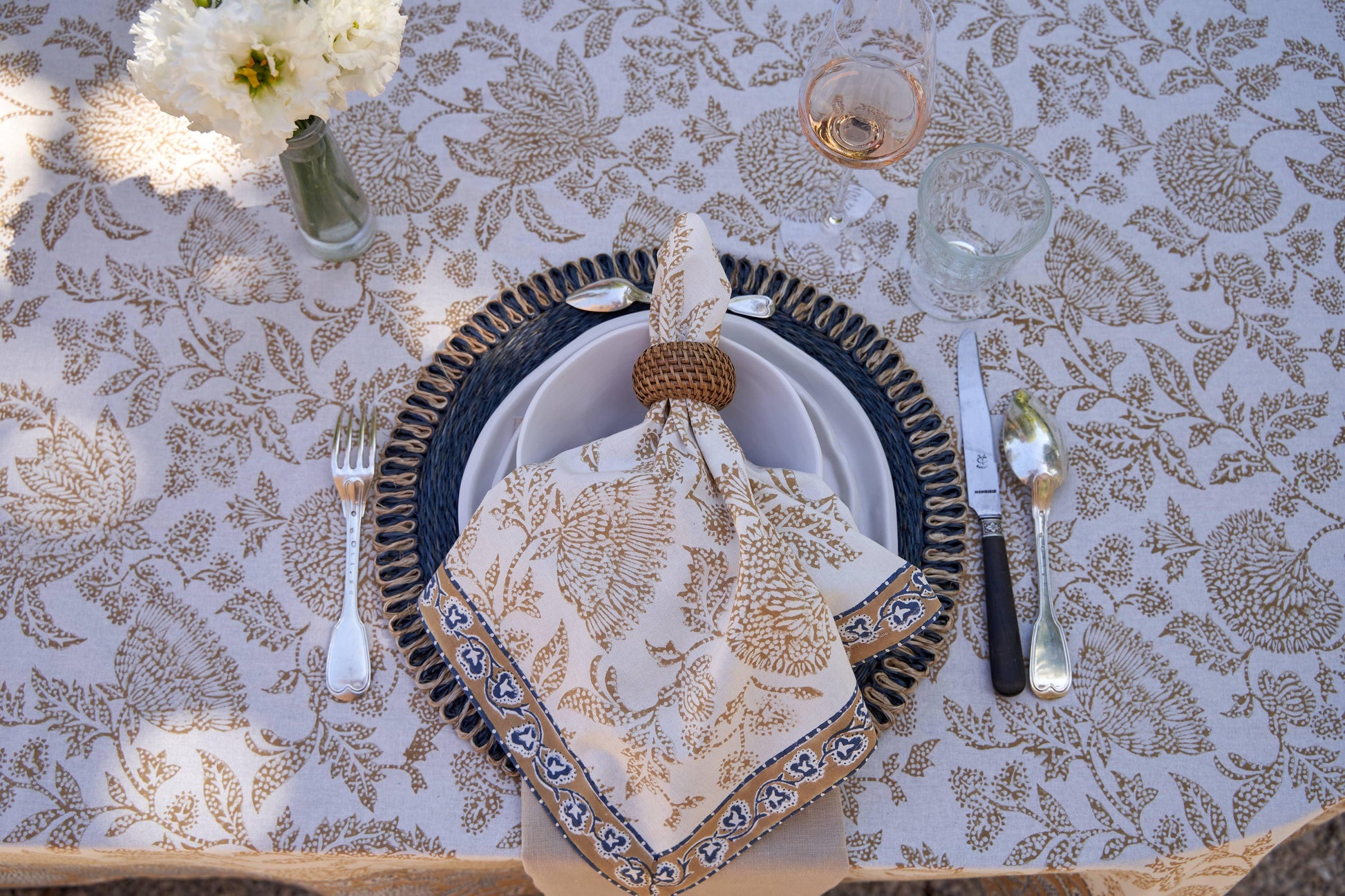 Chloe Blue & Brown Napkins - Set of 4 - Marcel’s Culinary Experience