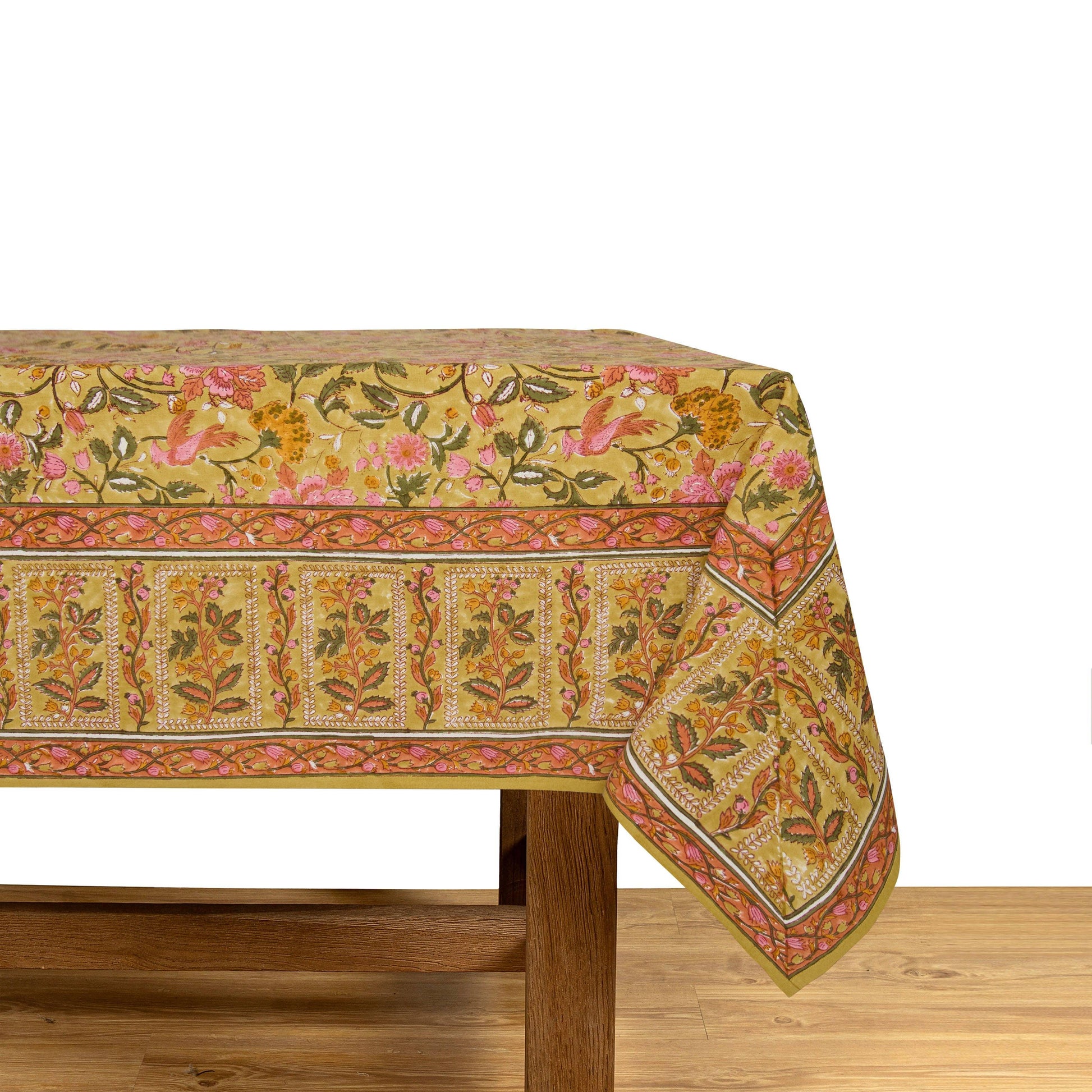French Tablecloth Damaris Pink & Mustard - Marcel’s Culinary Experience