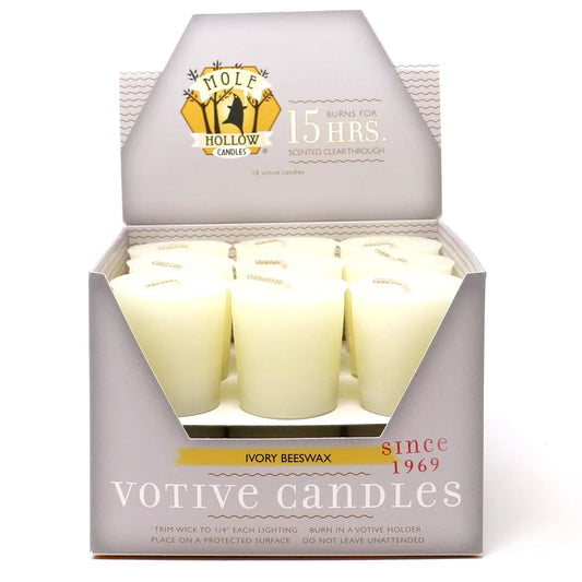 Mole Hollow Ivory Beeswax Votive Candles, 100% Pure Beeswax Cotton Wick - Marcel’s Culinary Experience