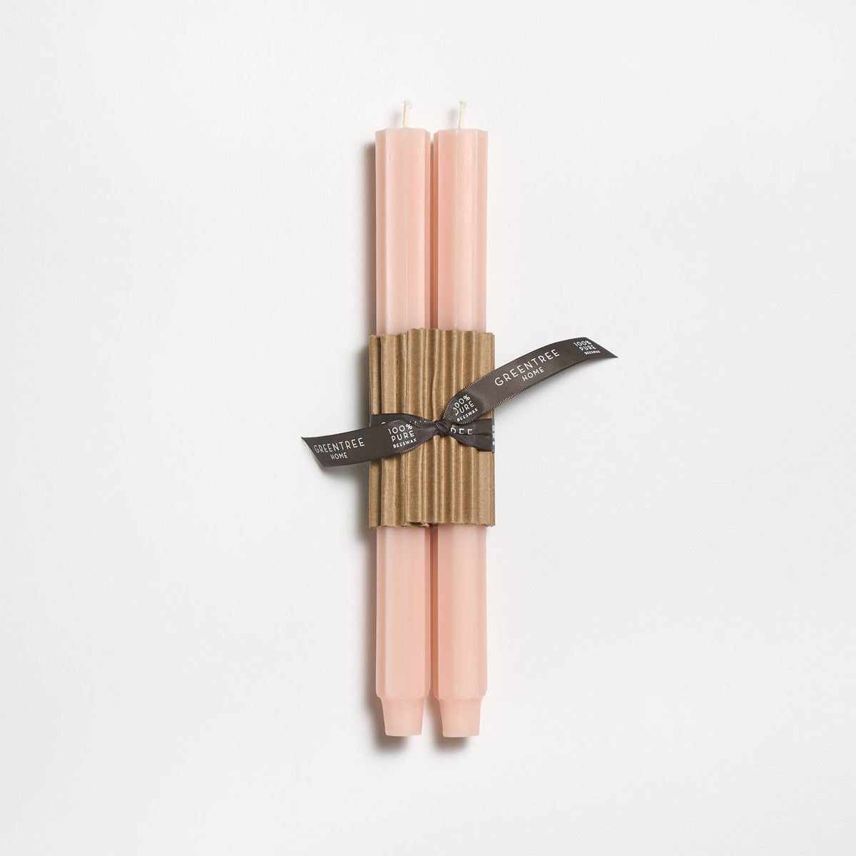 Greentree Home Fluted Church Taper Handmade Beeswax Candles 12"