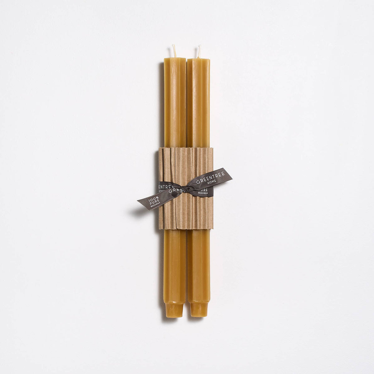 Greentree Home Fluted Church Taper Handmade Beeswax Candles 12"