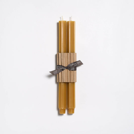 Greentree Home Fluted Church Taper Handmade Beeswax Candles 12"
