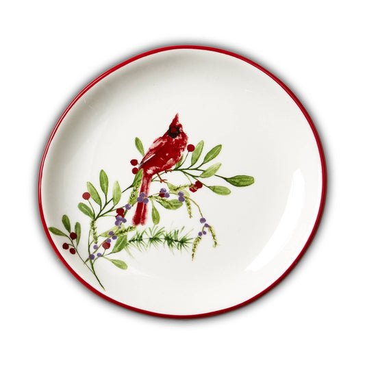 Winter Cardinal Appetizer Plate - Earthenware