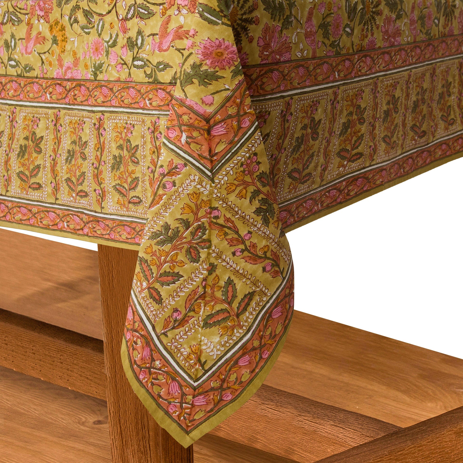 French Tablecloth Damaris Pink & Mustard - Marcel’s Culinary Experience